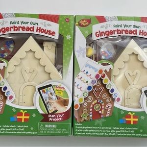 Christmas gingerbread house kit. Paint craft for kids 2 sets